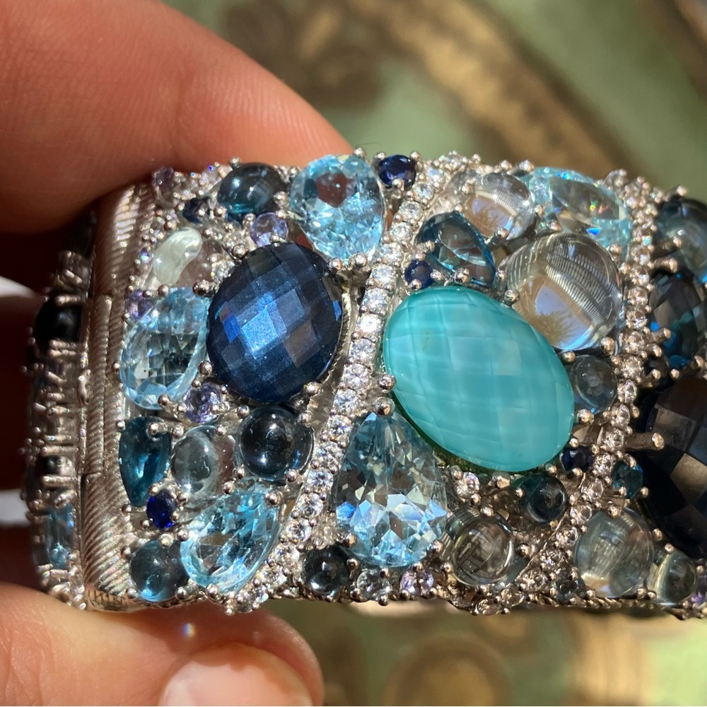 RARE 🔥 Judith Ripka 46.00 Cttw Multi Gemstone Sterling Silver Cuff Bracelet - Picture 17 of 17